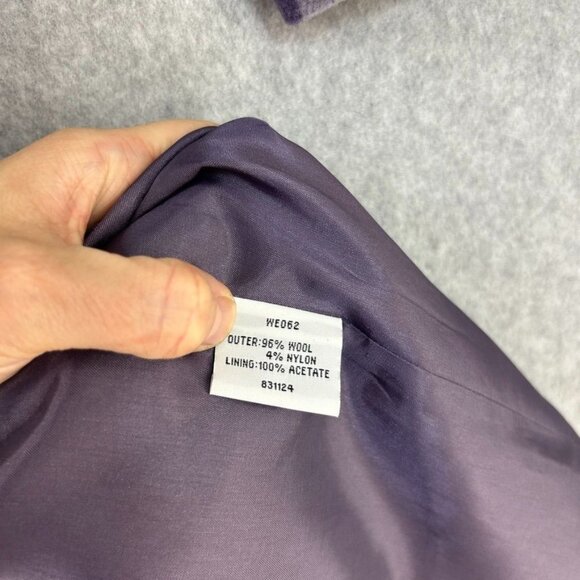 Women's Boden Wool Purple Floral Coat Size 12 UK (8-10 US) Long Peacoat Jacket - Picture 3 of 16